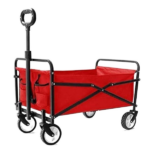 Chariot de jardin pliable portable à 4 roues pour voyage et plage